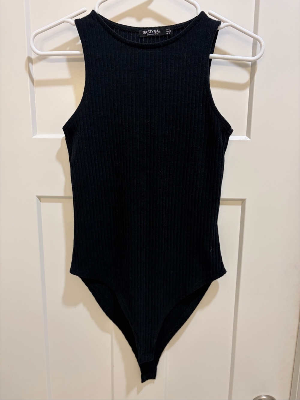 Nasty Gal Black Ribbed High Neck Sleeveless Bodysuit